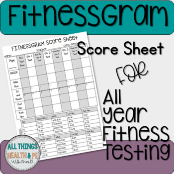 Preview of FitnessGram Score Sheet