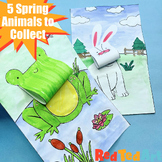 Five 3d Spring Animal Colorin Pages - Frog, Bunny, Sheep, 