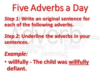 Preview of Five Adverbs a Day