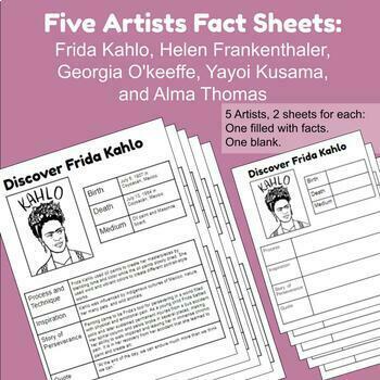 Preview of Five Artists Facts Sheets: Women's History Month Activity & Display
