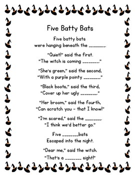 Five Batty Bats Poetry Center Pack by Swimming Through First | TpT