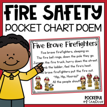Preview of Five Brave Firefighters Pocket Chart Poem