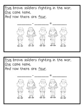 Five Brave Soldiers Math and Literacy Activities for Veterans Day