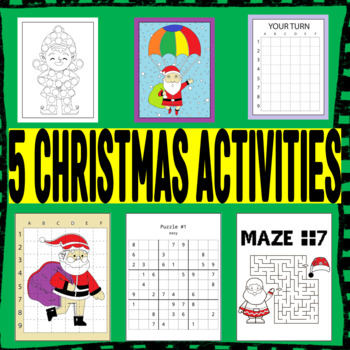 Fun Christmas Activities For Kids: Coloring, Dot Marker, Sudoku and ...