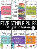 Five Classroom Rules: Colorful Posters for Behavior Manage