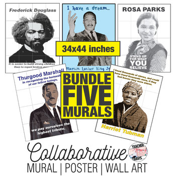 Preview of Five Collaborative Murals | Black History Month Art Project Bundle