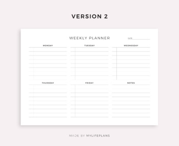 Five Day Weekly Planner Printable Graphic by MyLifePlans