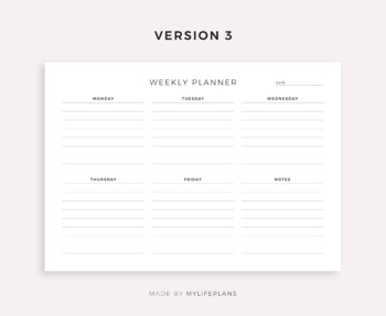 Five Day Weekly Planner Printable To Do List, Weekly Schedule, Week At a  Glance