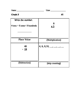 Preview of Five Easy Steps Math Review Grade 3 #1