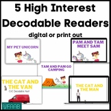 Five Engaging Decodable Books- CVC words, Each With Extras!