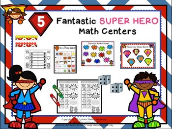 Preview of Five Fantastic Super Hero Math Centers