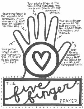 Five Finger Prayer Poster By Caitlin Mundt Teachers Pay Teachers