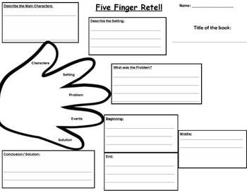 Five Finger Retell Differentiated Graphic Organizer / Worksheet | TpT