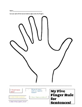 Five Finger Sentence Check  Writing, Sentences, Teaching