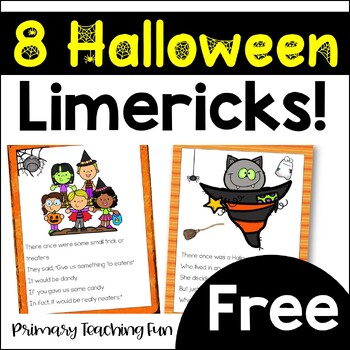 Preview of Free Halloween Reading Activities-- Eight Fun Halloween Limericks