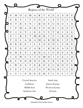 Five Geography Word Search Puzzles by Positively Planning | TpT