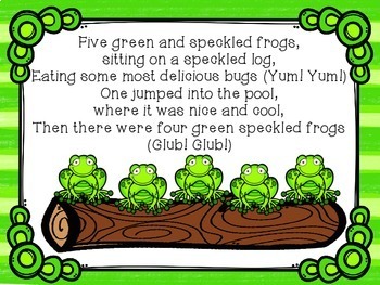 Five Green and Speckled Frogs by Primary Pond Music | TpT
