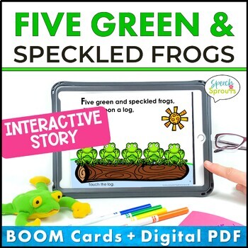 Preview of Five Green and Speckled Frogs Nursery Rhyme Interactive PDF & Boom Cards
