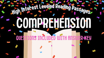 Preview of Five High Interest 5th Grade Reading Level Passages with Leveled Questions