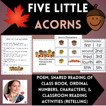 Preview of Five Little Acorns: Poem, Ordinal Numbers, Characters, Retelling, & More!