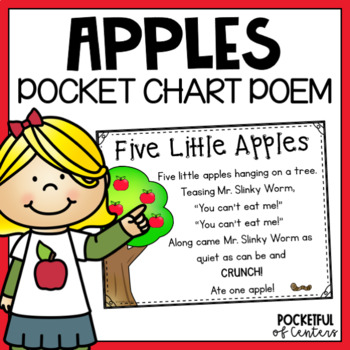 Five Little Apples Pocket Chart Poem by Pocketful of Centers | TpT