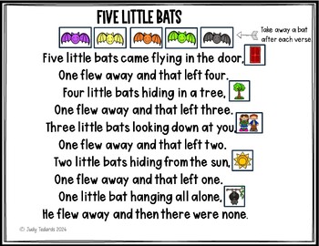 Five Little Bats ( A Counting Pocket Chart Activity) by Judy Tedards