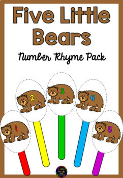 Preview of Five Little Bears Number Rhyme & Puppets