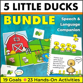 Preview of Five Little Ducks Bundle Adapted Book and Spring Speech Language Activities