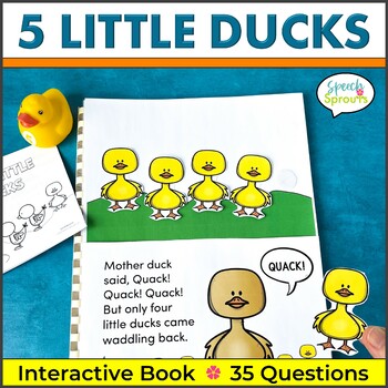 Preview of Five Little Ducks Adapted Book Kindergarten & Preschool Spring Speech Therapy