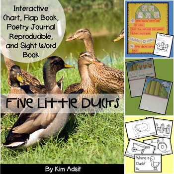 Preview of Sight Word Reader and Interactive Chart: Five Little Ducks