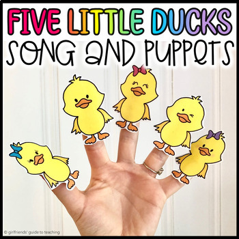 Preview of Five Little Ducks Song and Puppets | Clipart and Lyrics