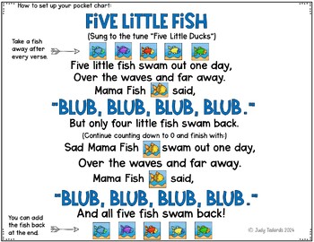 Five Little Fish (Pocket Chart Song with Student Books) by Judy Tedards