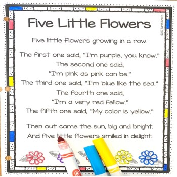 Preview of Five Little Flowers  Printable Flower Poem for Kids