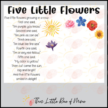 Five Little Flowers - Spring - Poem - handprint Art - Keepsake ...