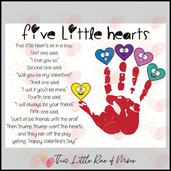 Five Little Hearts - Valentine's Day - Poem - handprint Art - Keepsake ...