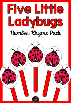 Preview of Five Little Ladybugs Number Rhyme & Puppets