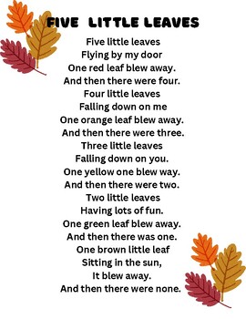 Five Little Leaves Song and Fingerplay by Brooke Whitcomb | TPT