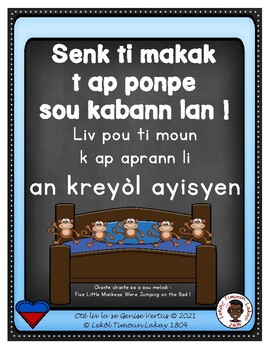 Preview of Five Little Monkeys Emergent Reader in Haitian Creole