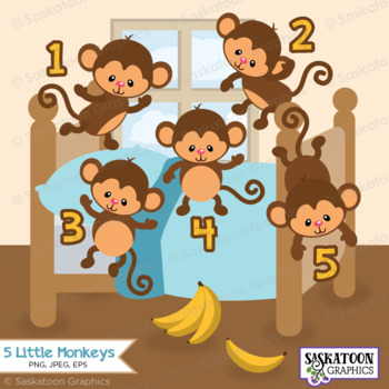 Preview of Five Little Monkeys Jumping Bed - Story Book Nursery Rhymes - Saskatoon Graphics