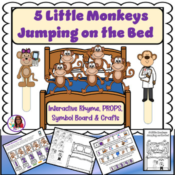 Preview of Five Little Monkeys Jumping On The Bed Emergent Reader, PROPS & Crafts