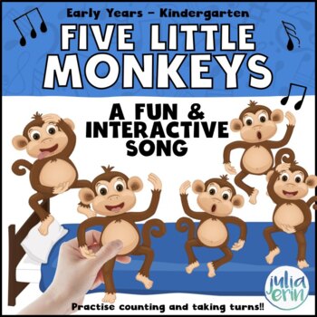 Preview of Five Little Monkeys Song (Circle Time, Puppets, Counting, Social Skills)