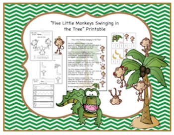 Preview of Five Little Monkeys Swinging in a Tree Printable