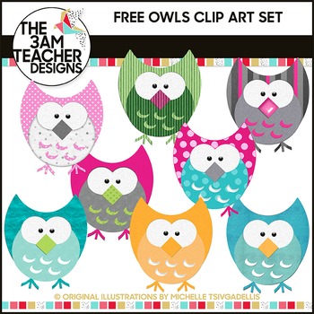 Preview of Five Little Owls: FREE Clip Art!!