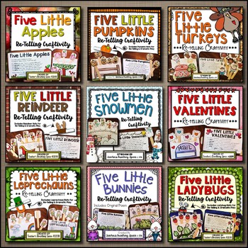 Preview of Five Little Poems BUNDLE | 9 Poem Craftivities with Stick Puppets & Story Props
