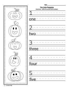 Five Little Pumpkins [5 Little Pumpkins] : Reading, Writing, Word Wall ...