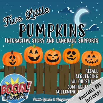 Preview of Five Little Pumpkins, BOOM Cards Speech Therapy, Halloween Activities, Homework