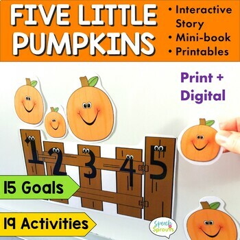 Preview of Five Little Pumpkins Book Fall Speech Therapy Halloween Activities