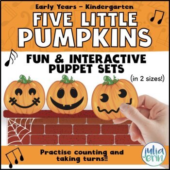 Preview of Five Little Pumpkins Song (Circle Time, Puppets, Counting, Social Skills)