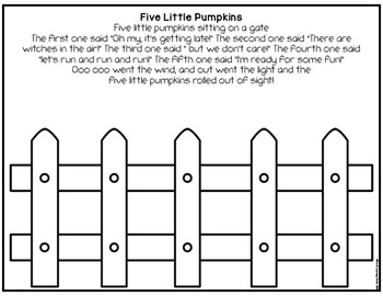 Five Little Pumpkins Cut & Paste Activity by PreK Learning Circle