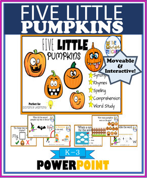 Preview of Five Little Pumpkins Digital Moveable Reading Comprehension {Morning Work}